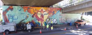 Obnovení street artu "Olympijská zeď" konzervované ochranným anti graffiti nátěrem Mural Shield